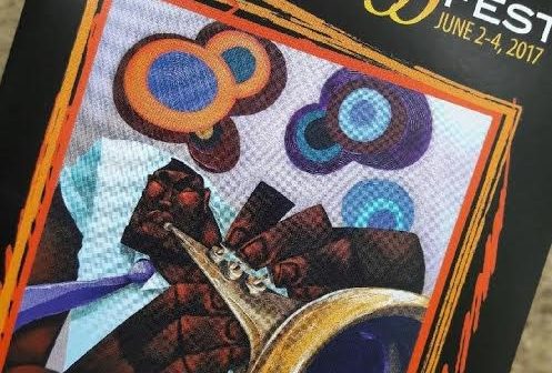 Program guide for the 25th annual capital jazz fest held from june 2-4, 2017, featuring a colorful saxophone design on the cover.